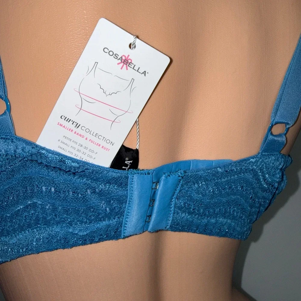 Cosabella Dolce Curvy Bralette Malawi Blue Lace Wireless Bra Size M